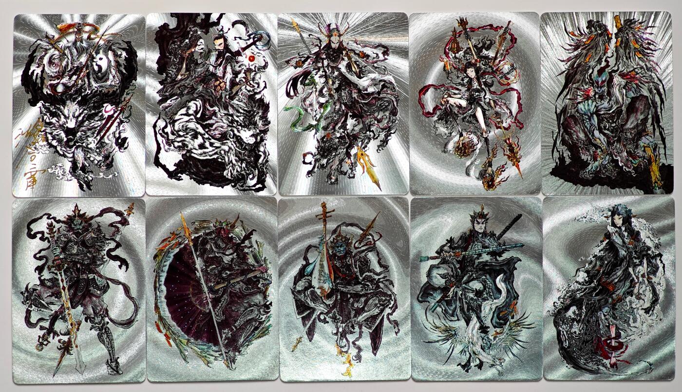 白泽拍卖卡牌手绘专场第28期（细雨生寒、寻梅闻香） 2023 启读文化 封神 10张 姜子牙沈鑫亲签  粗闪 卡夹封装