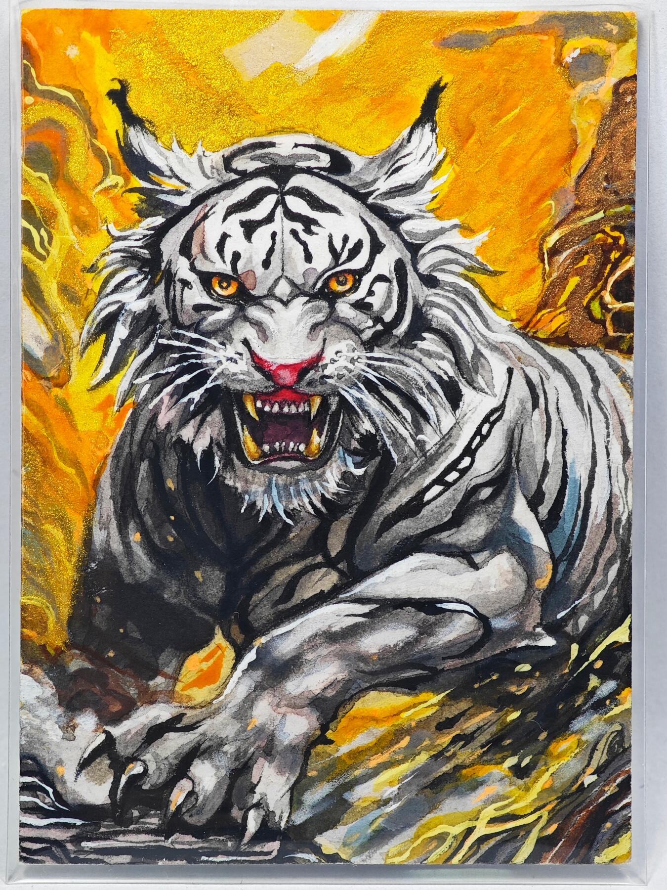 白泽拍卖卡牌手绘专场第28期（细雨生寒、寻梅闻香） 2025 竹渊手绘卡 虎啸  北诗亲签