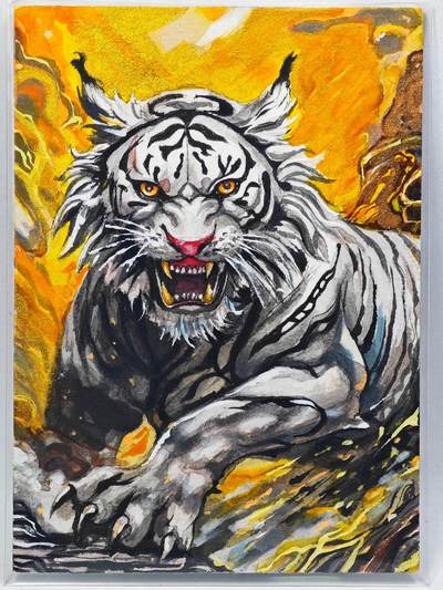 白泽拍卖卡牌手绘专场第28期（细雨生寒、寻梅闻香） - 2025 竹渊手绘卡 虎啸  北诗亲签