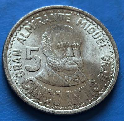 外国优质老铜币银币，周六九点倒数截拍，满百包邮，可寄存半年，喜欢朋友微信扫描二维码可直接参拍 - 秘鲁1987年格劳海军上将5印蒂