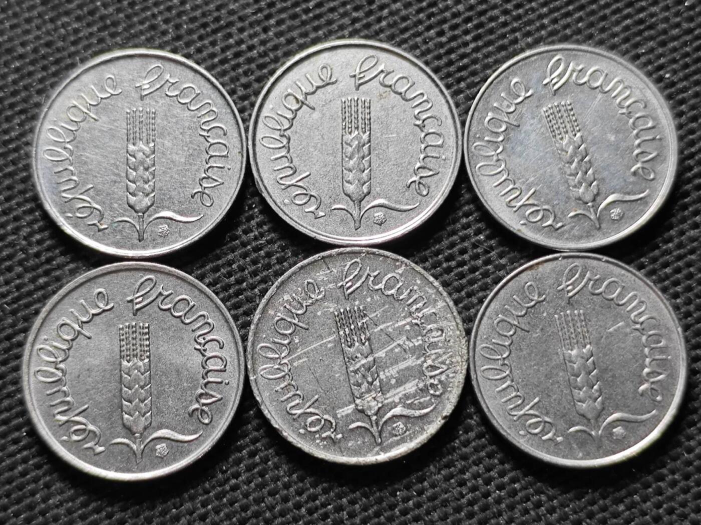 KK钱币收藏小铺  第370场  2月预留时间 周末发货  法国1生丁6枚