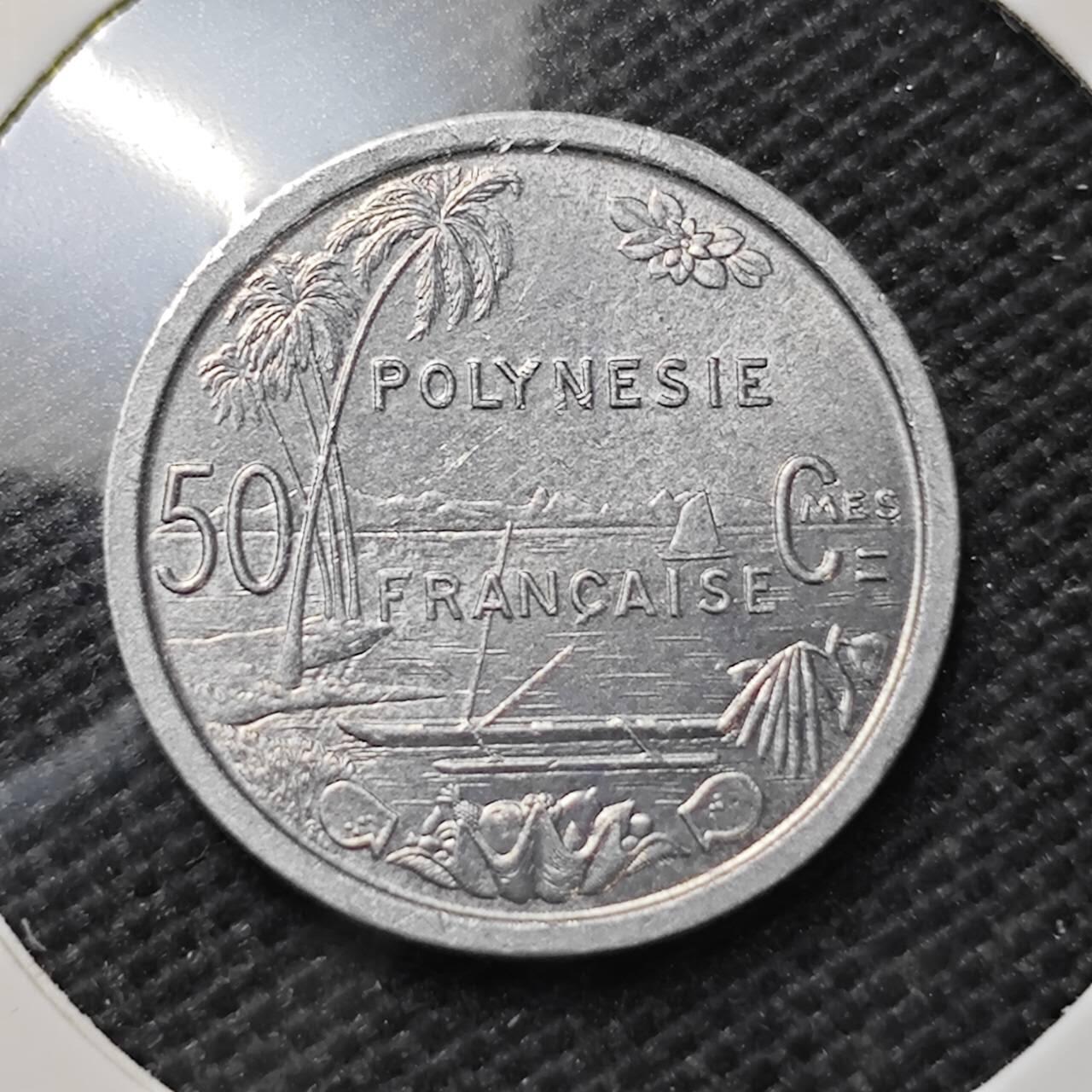 KK钱币收藏小铺  第370场  2月预留时间 周末发货  1965法属波利尼西亚50分