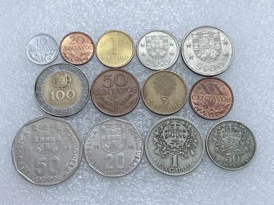 第一海外回流一元起拍收藏 散集专场  第265期 - 葡萄牙不同面值硬币 13枚 好品