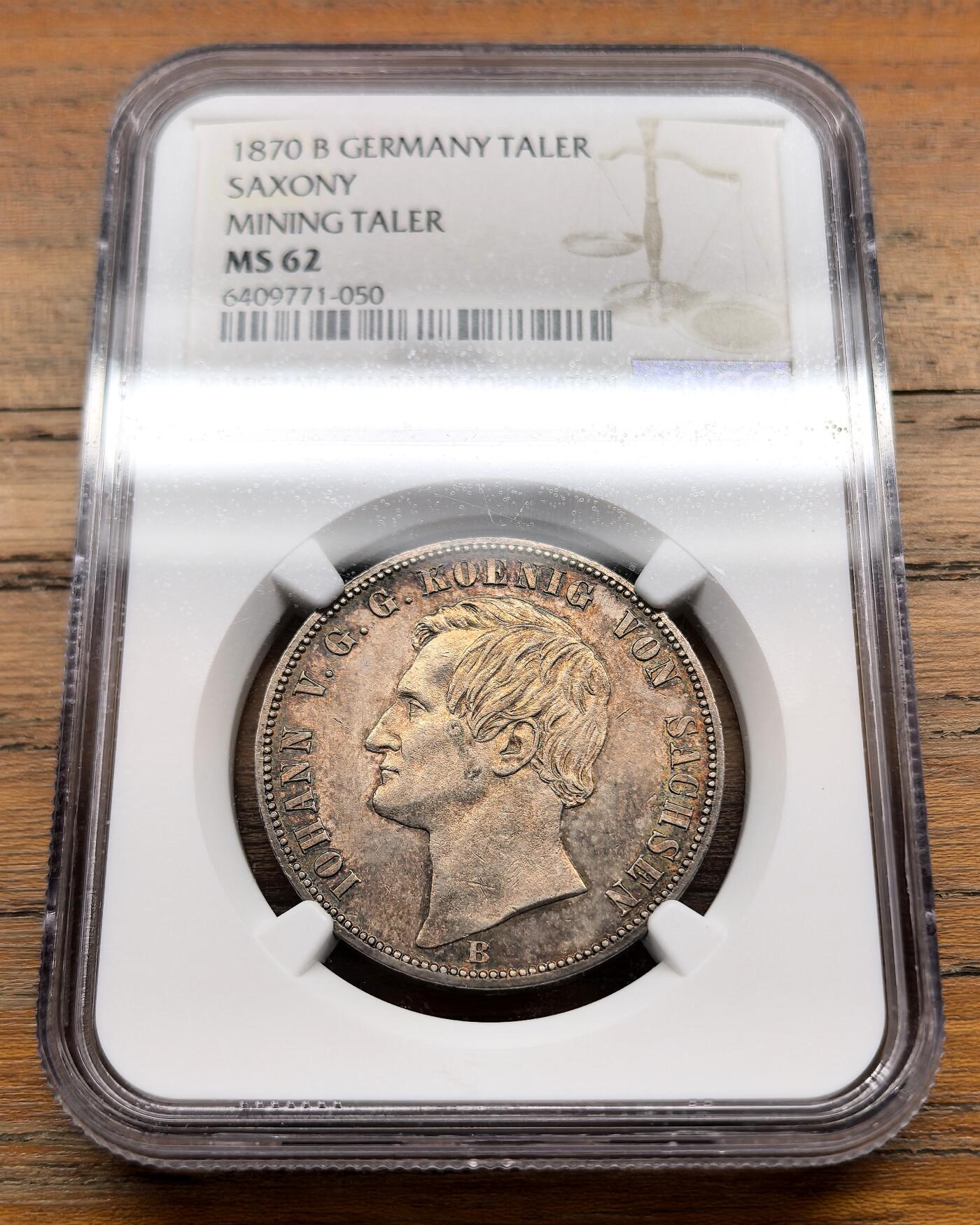 泉海漫舟·凡希社世界钱币微拍第三百十四期 1870B德国萨克森矿业泰勒NGC-MS62