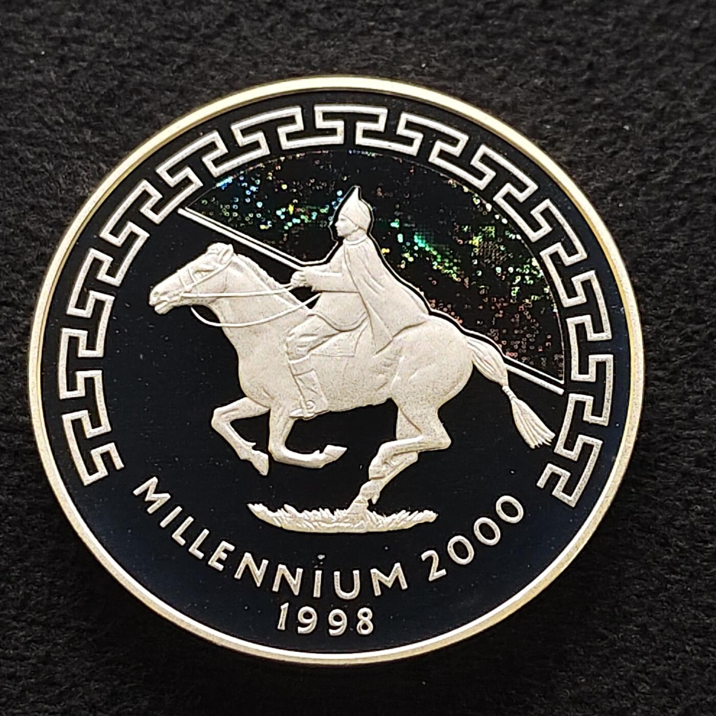 【全场包邮】纯粹捡漏拍477场（免费代拍第14场）调整中 蒙古1998年500图格里克千禧年幻彩精制纪念银币