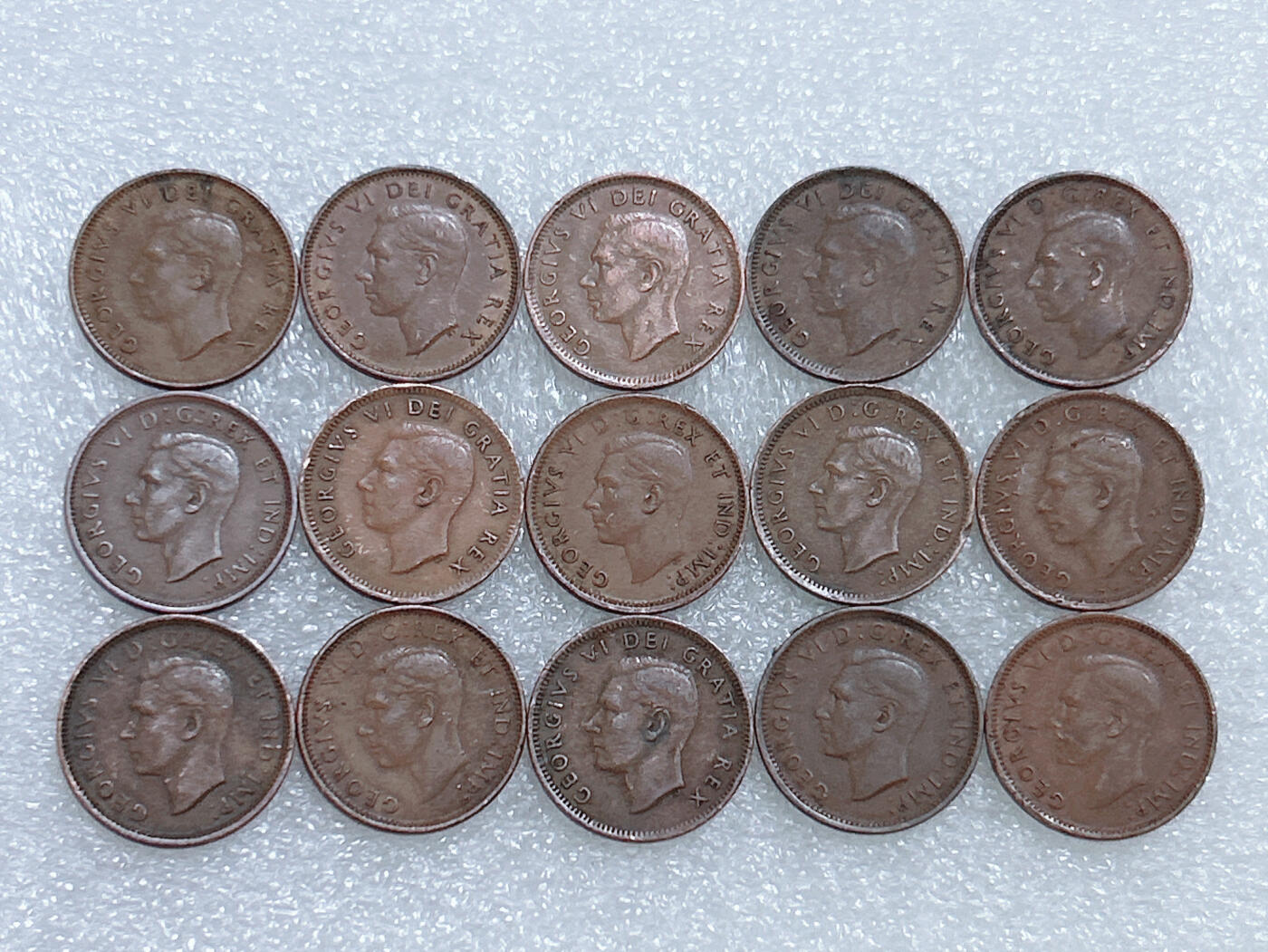 第一海外回流一元起拍收藏 散集专场  第265期 加拿大枫叶版1分硬币 15枚 乔治六世