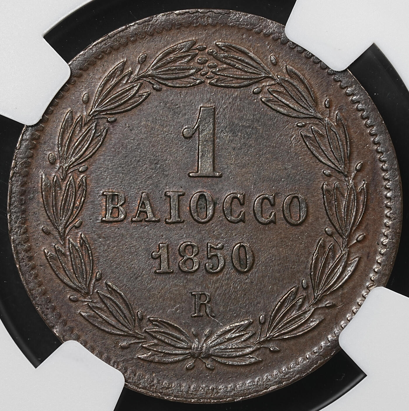 修遠堂世界钱币第九十三期 NGC MS64BN 1850年教皇国1BAI铜币