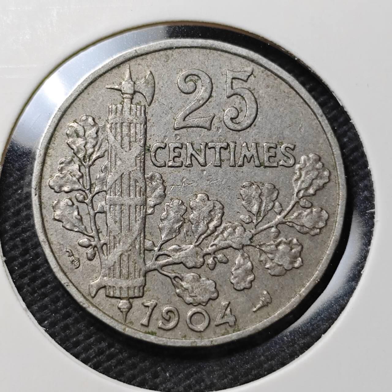 KK钱币收藏小铺  第370场  2月预留时间 周末发货  1904法国25分