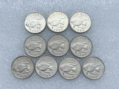 第一海外回流一元起拍收藏 散集专场  第265期 - 百慕大1986年5分硬币 10枚 原光近新品