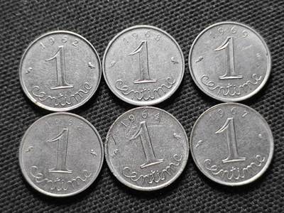 KK钱币收藏小铺  第370场  2月预留时间 周末发货 -  法国1生丁6枚