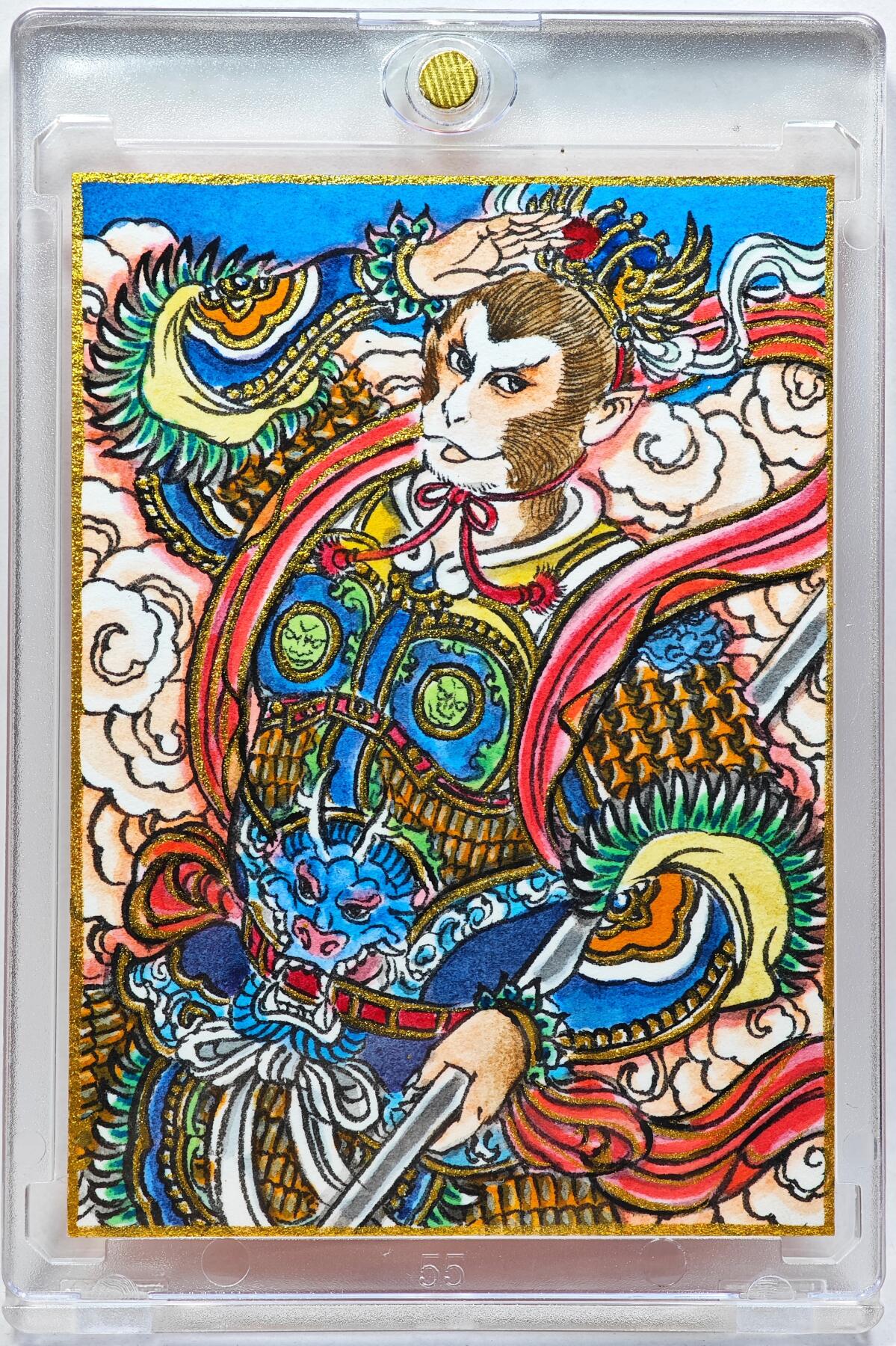 白泽拍卖卡牌手绘专场第28期（细雨生寒、寻梅闻香） 2025 卢艺丰手绘卡 齐天大圣  卢艺丰背简绘 卡砖封装