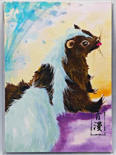 白泽拍卖卡牌手绘专场第28期（细雨生寒、寻梅闻香） - 2025 青漫手绘卡 鼬  小醒亲签