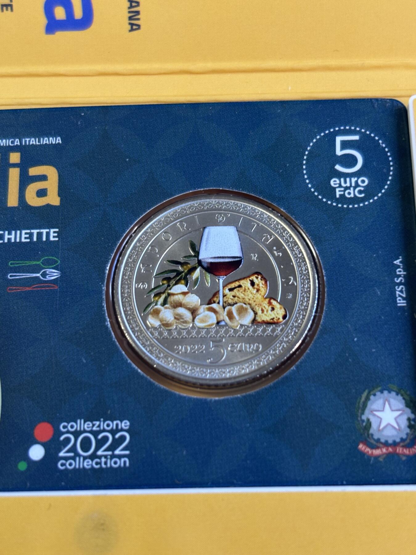 第181期拍卖 意大利2022年饮食文化奥利切特猫耳朵面彩色纪念币