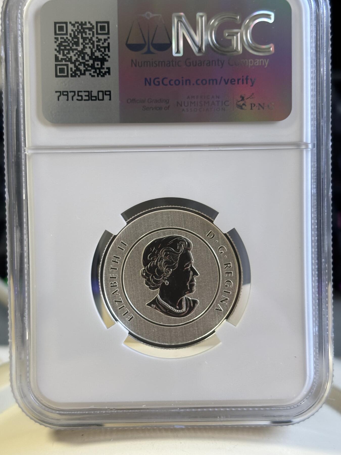 第181期拍卖 加拿大 2011年 “20换20系列”独木舟获奖银币 NGC-SP69,7.96克，9999银