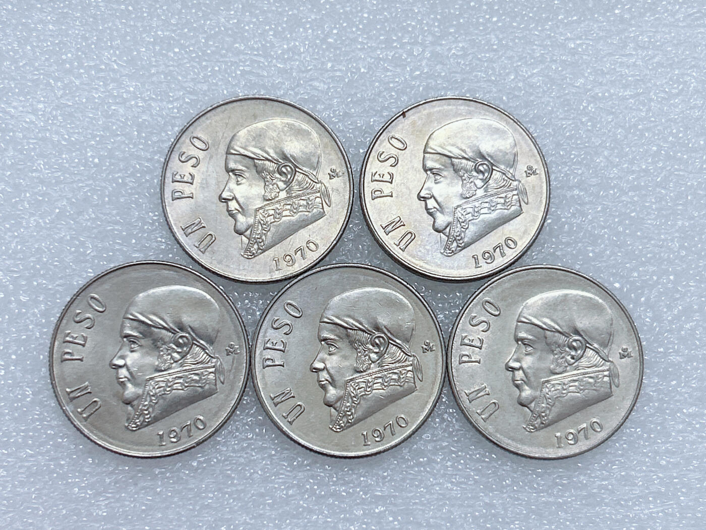 第一海外回流一元起拍收藏 散集专场  第265期 墨西哥1比索硬币 5枚 原光好品