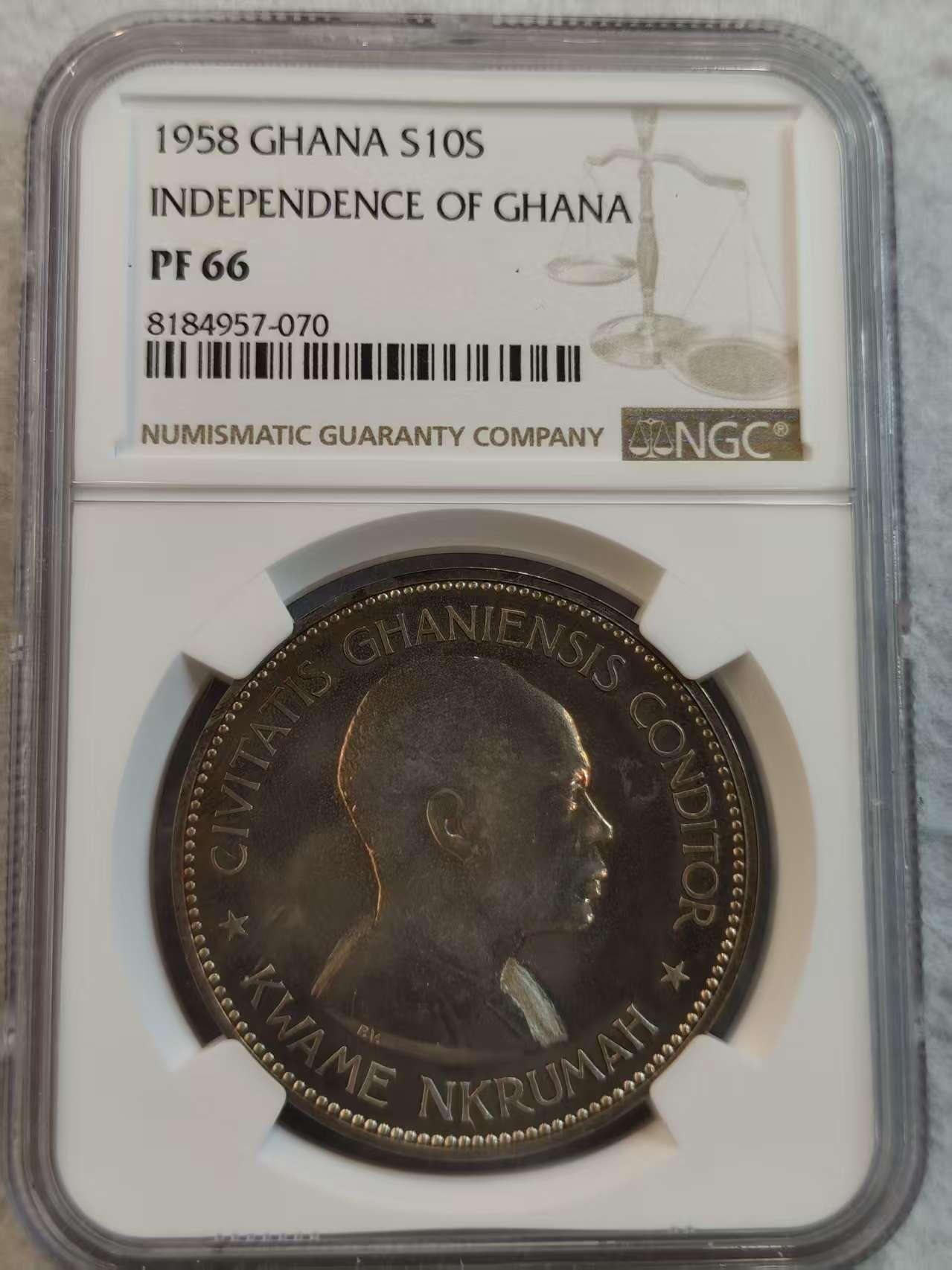 G&W世界散币，银币处理专场（第36场） NGC-PF66  冈比亚1958年10先令  银币