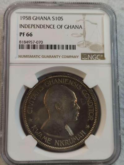 G&W世界散币，银币处理专场（第36场） - NGC-PF66  冈比亚1958年10先令  银币