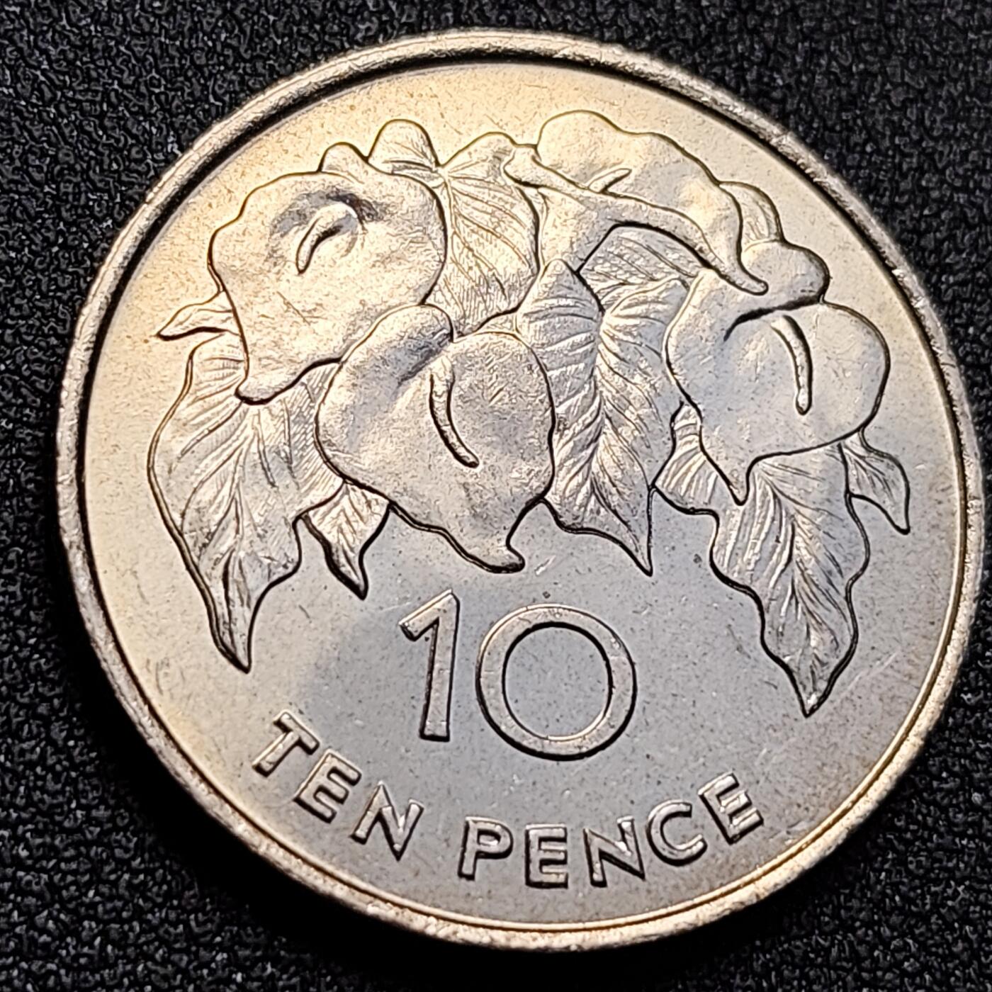 泉币菌-第128附加场-精品福利场（本场拍品多，请提前出价） 少见 原光UNC 1984年 英属圣赫勒拿和阿森松岛 10便士 大直径28mm 英女王币 关押拿破仑的岛