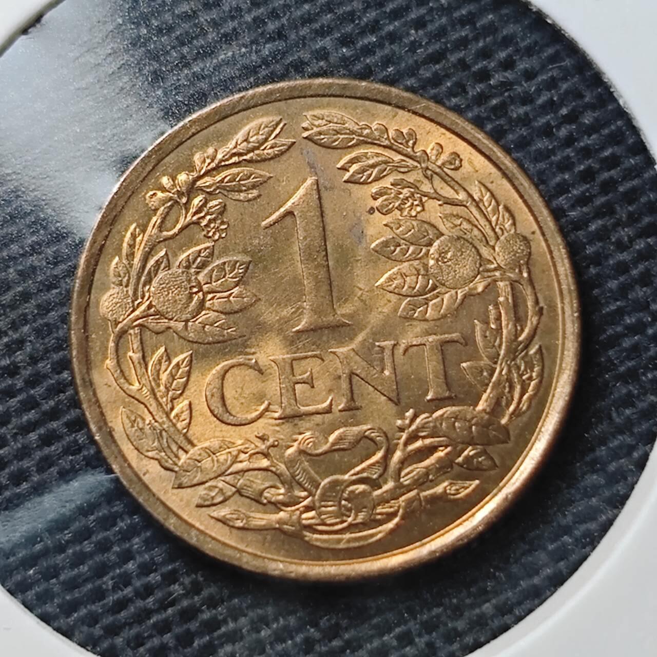 KK钱币收藏小铺  第370场  2月预留时间 周末发货  1963荷属安地列斯1分铜币 好品