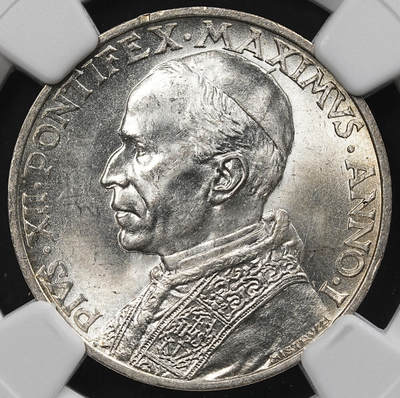 修遠堂世界钱币第九十三期 - NGC MS64 1939年梵蒂冈5里拉银币