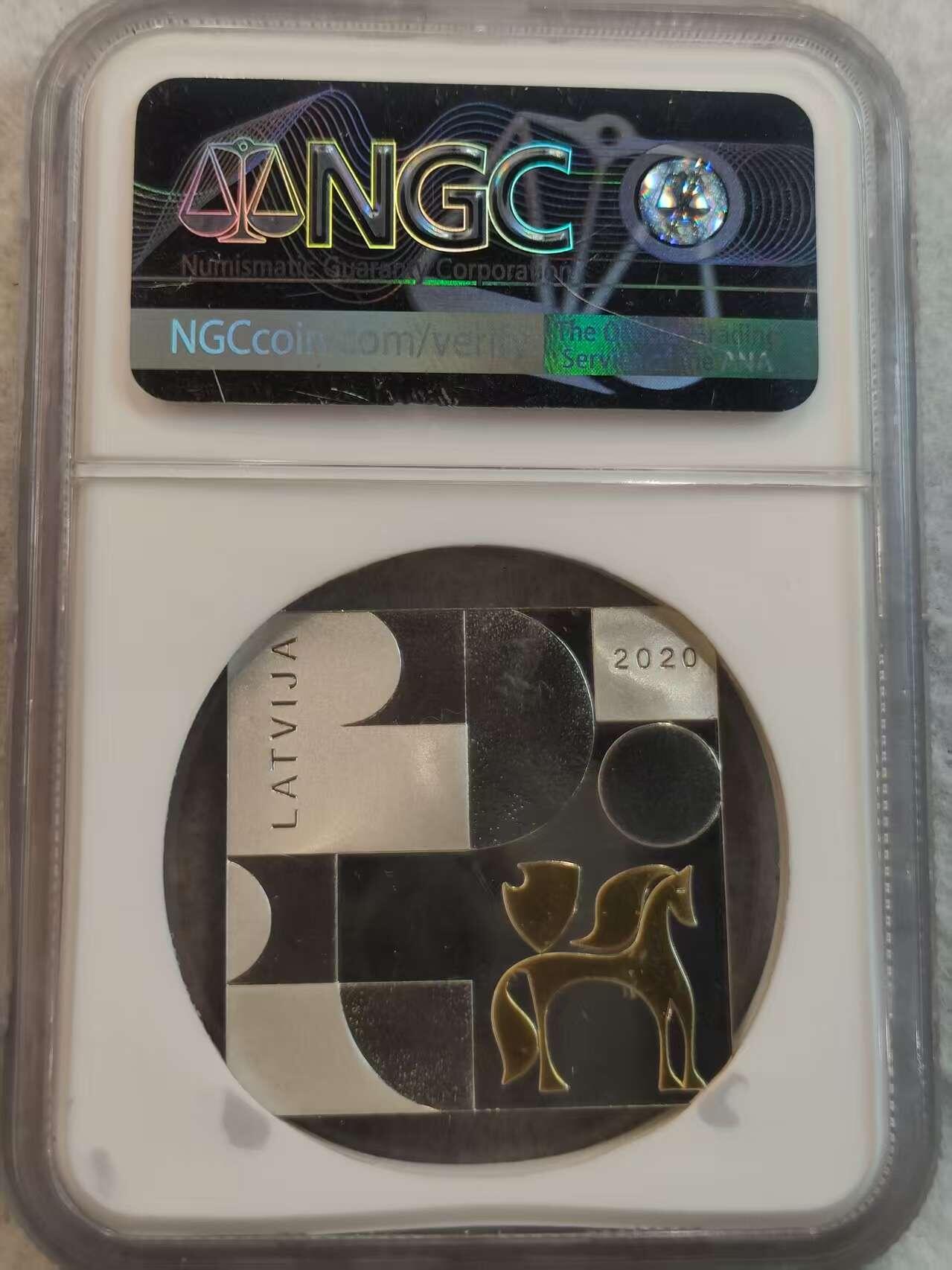 G&W世界散币，银币处理专场（第36场） NGC-PF70 UC 拉脱维亚2020年5欧元  银币