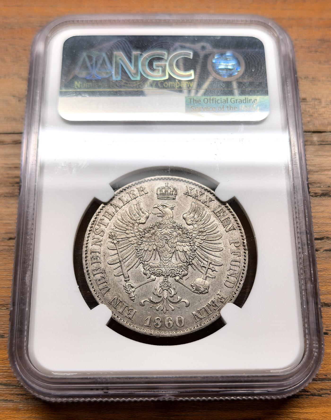 泉海漫舟·凡希社世界钱币微拍第三百十四期 1860德国普鲁士威廉四世泰勒NGC-MS62