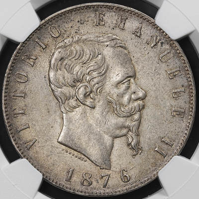 修遠堂世界钱币第九十三期 - NGC AU55 1876年意大利5里拉大银币
