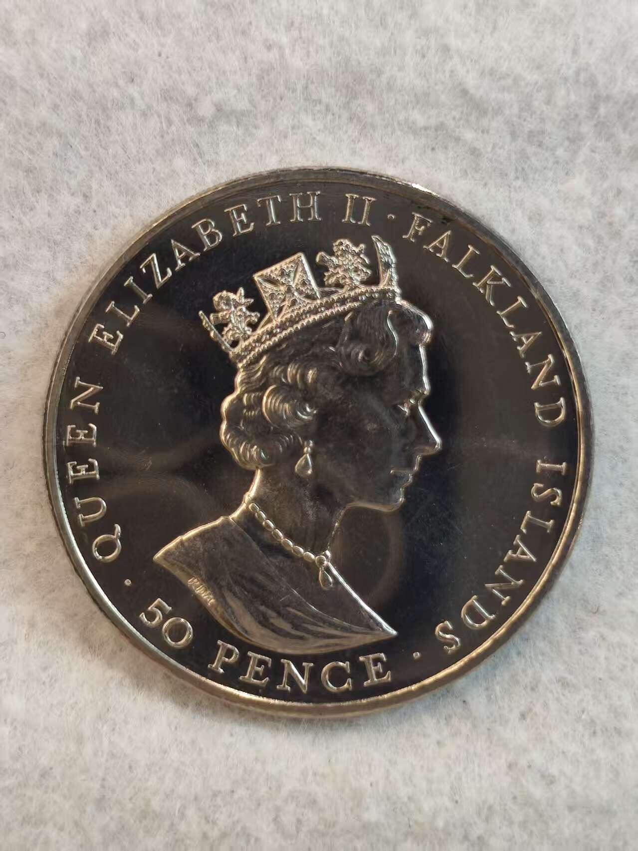 G&W世界散币，银币处理专场（第36场） 福克兰群岛1997年50便士  世界自然基金会 信天翁