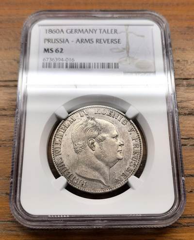 泉海漫舟·凡希社世界钱币微拍第三百十四期 - 1860德国普鲁士威廉四世泰勒NGC-MS62