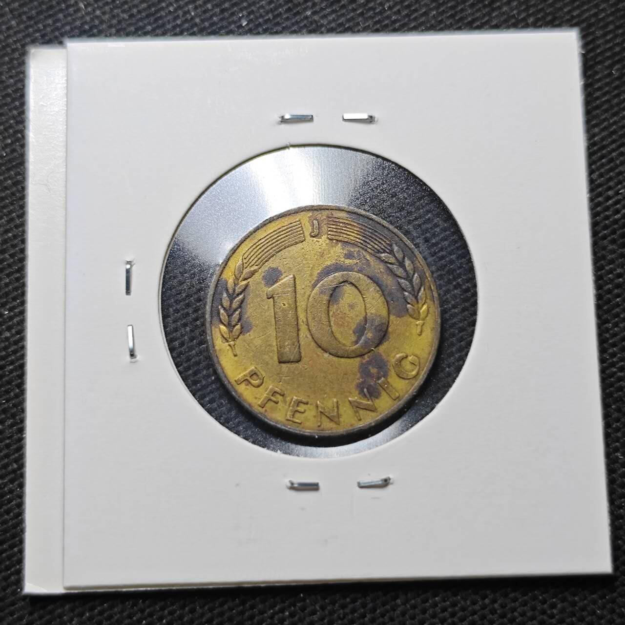 KK钱币收藏小铺  第370场  2月预留时间 周末发货  1949西德10芬尼 银行版