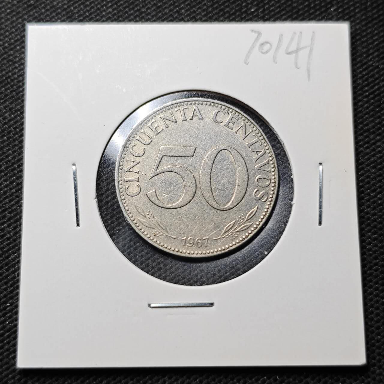 KK钱币收藏小铺  第370场  2月预留时间 周末发货  1967玻利维亚50分