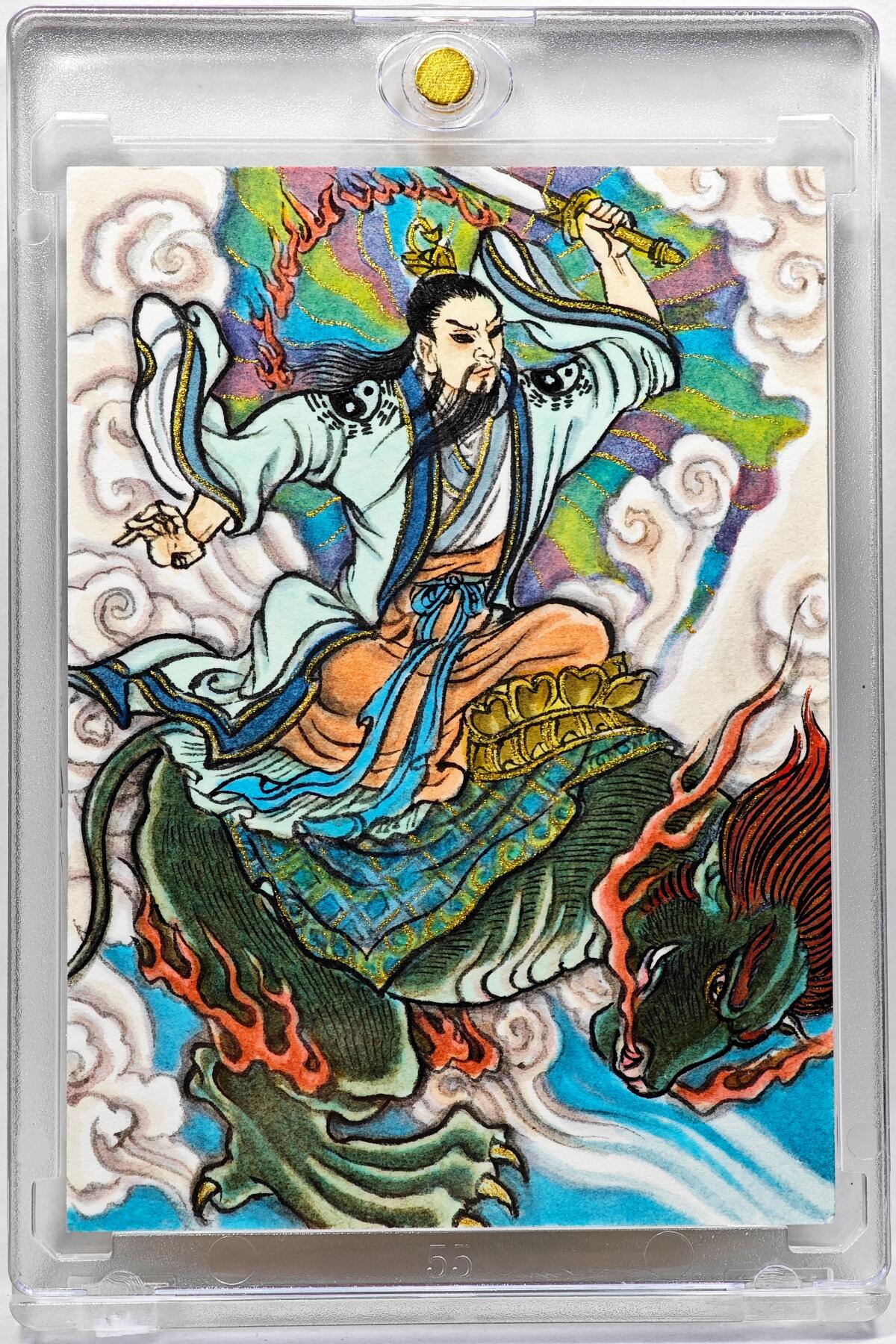 白泽拍卖卡牌手绘专场第28期（细雨生寒、寻梅闻香） 2025 卢艺丰手绘卡 通天教主  卢艺丰背简绘 卡砖封装