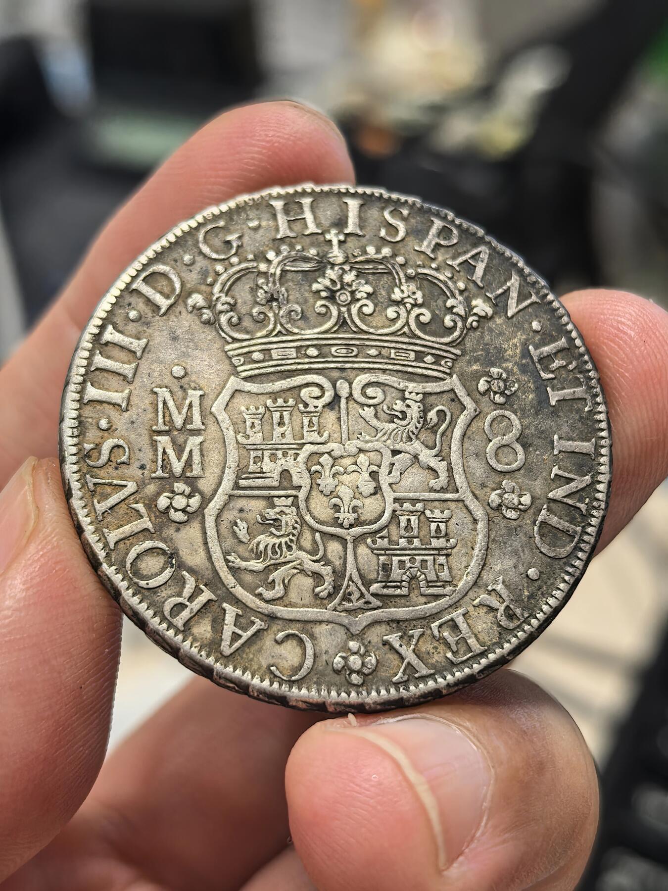 博洋堂世界钱币拍卖第146期（全场包邮） 西属墨西哥1761年卡洛斯三世地球双柱银币，假币仿品，仅当工艺品