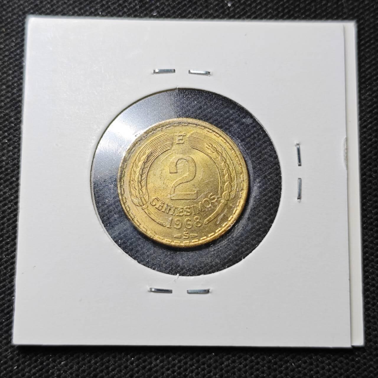 KK钱币收藏小铺  第370场  2月预留时间 周末发货  1968智利2分铜币 好品