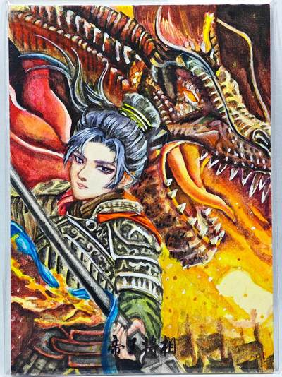 白泽拍卖卡牌手绘专场第28期（细雨生寒、寻梅闻香） - 2025 聚心绘手绘卡 赵子龙  墨白亲签