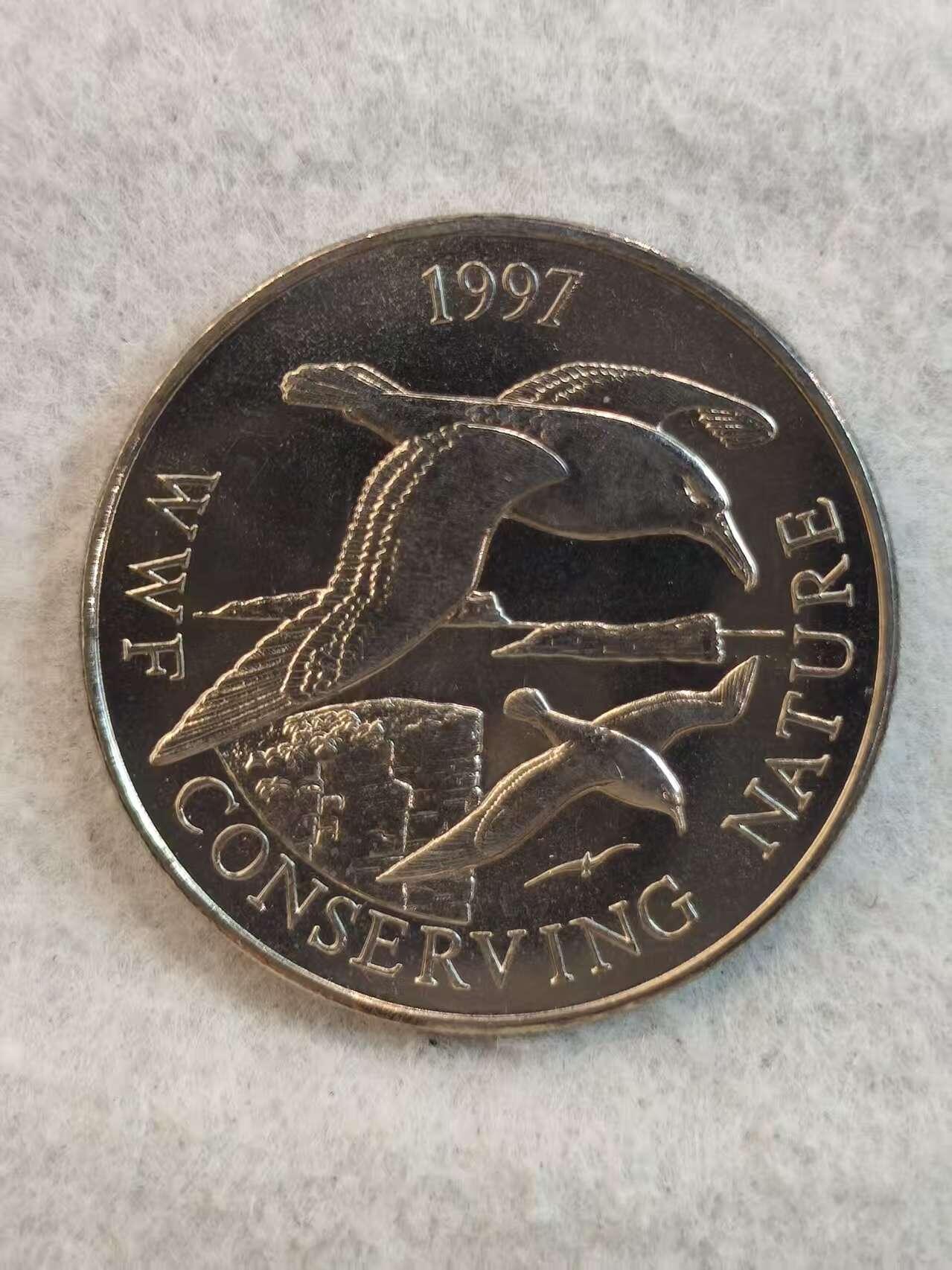 G&W世界散币，银币处理专场（第36场） 福克兰群岛1997年50便士  世界自然基金会 信天翁