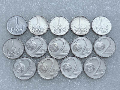 第一海外回流一元起拍收藏 散集专场  第265期 - 捷克1、2克朗硬币 14枚