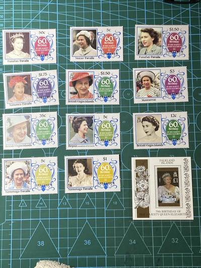 2025年第一百二十九场(总第一百五十五场）外国邮票、散币场(免佣金) - 伊丽莎白二世邮票12枚