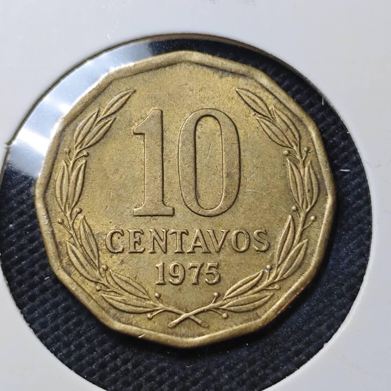 KK钱币收藏小铺  第370场  2月预留时间 周末发货  1975智利10分铜币 铜版不多见
