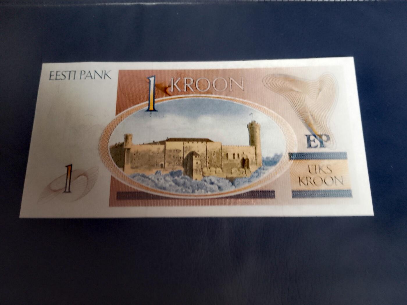全新爱沙尼亚1992年AA冠1克朗靓品纸币