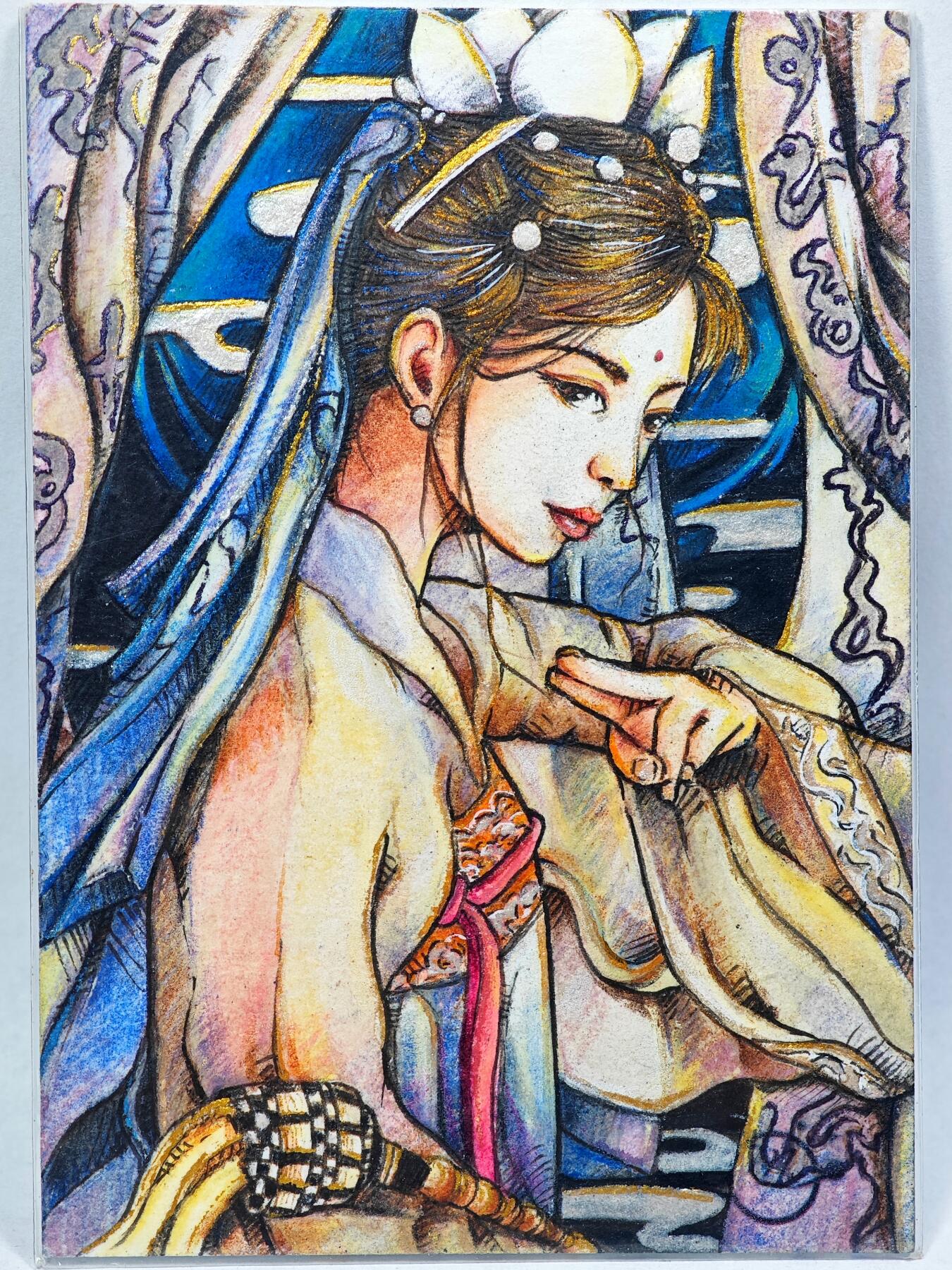 白泽拍卖卡牌手绘专场第28期（细雨生寒、寻梅闻香） 2025 梦星河手绘卡 女侠  ymdj亲签