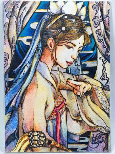 白泽拍卖卡牌手绘专场第28期（细雨生寒、寻梅闻香） - 2025 梦星河手绘卡 女侠  ymdj亲签