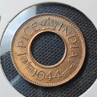 KK钱币收藏小铺  第370场  2月预留时间 周末发货 -  1944英属印度1派沙铜币