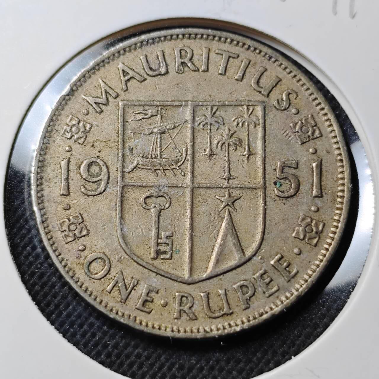 KK钱币收藏小铺  第370场  2月预留时间 周末发货  1951毛里求斯1卢比