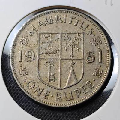KK钱币收藏小铺  第370场  2月预留时间 周末发货 -  1951毛里求斯1卢比