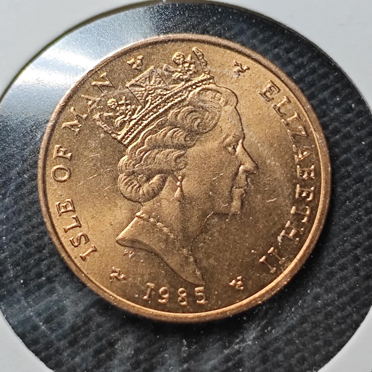 KK钱币收藏小铺  第370场  2月预留时间 周末发货  马恩岛1便士铜币 好品