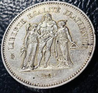 文馨钱币收藏第 281 场，【 长期接收代拍品】银元，银币，套币，纸币专场（本场截拍后休息三天，19 号发货） - 少见极美品 1974 年法国首版首发年 大力神 50 法郎大银币 900 高银 