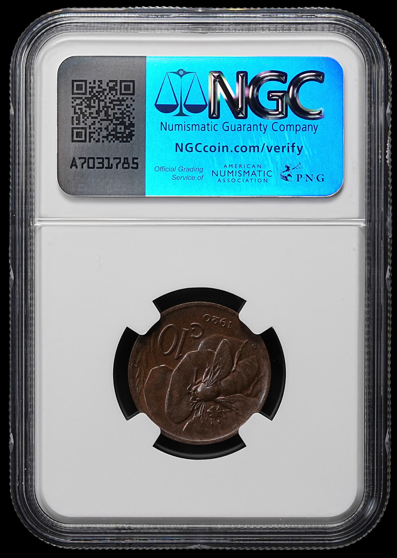 修遠堂世界钱币第九十三期 NGC MS64BN 1920年意大利10分铜币