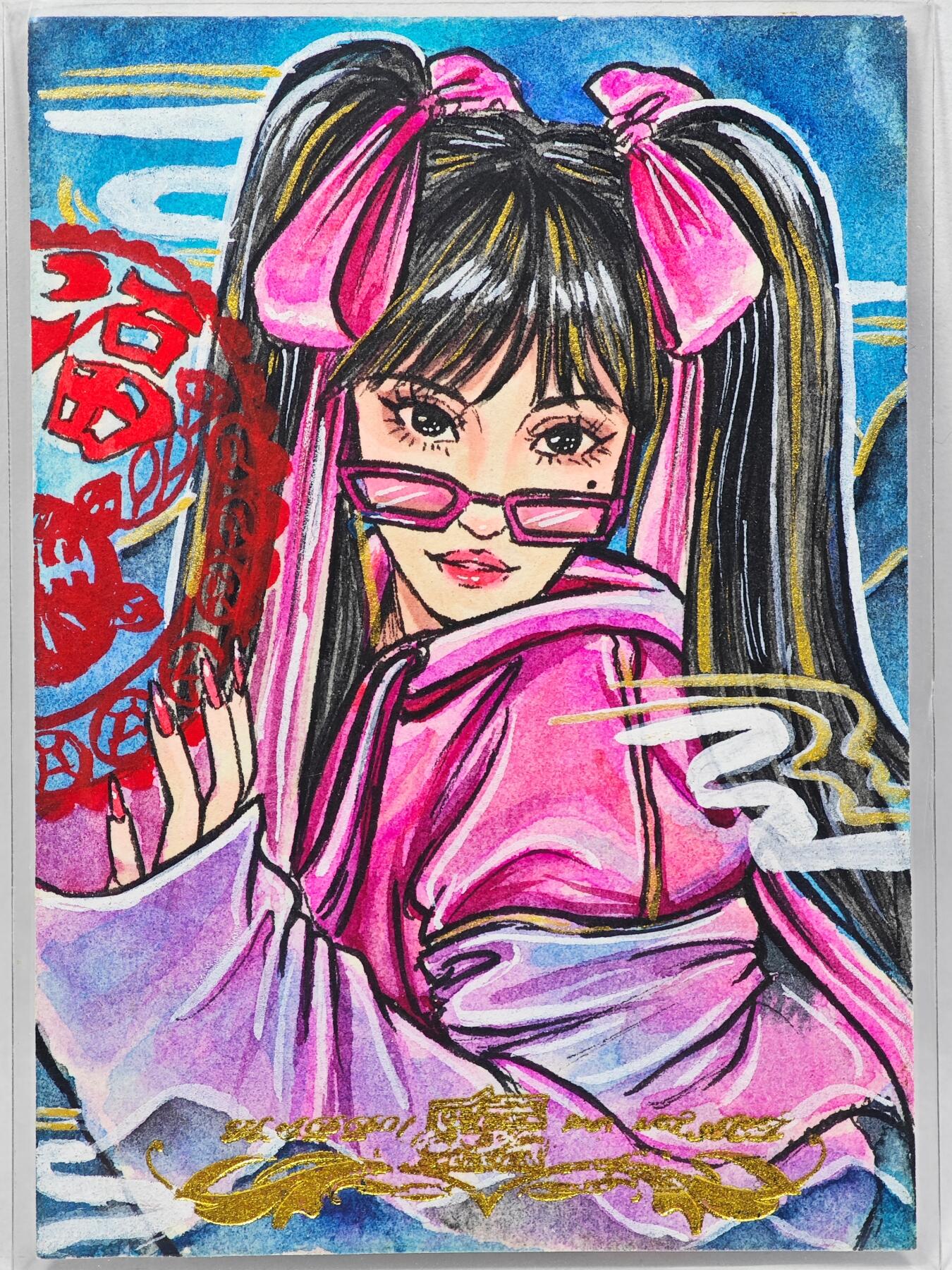 白泽拍卖卡牌手绘专场第28期（细雨生寒、寻梅闻香） 2025 乐联文创手绘卡 福女  卡伊亲签