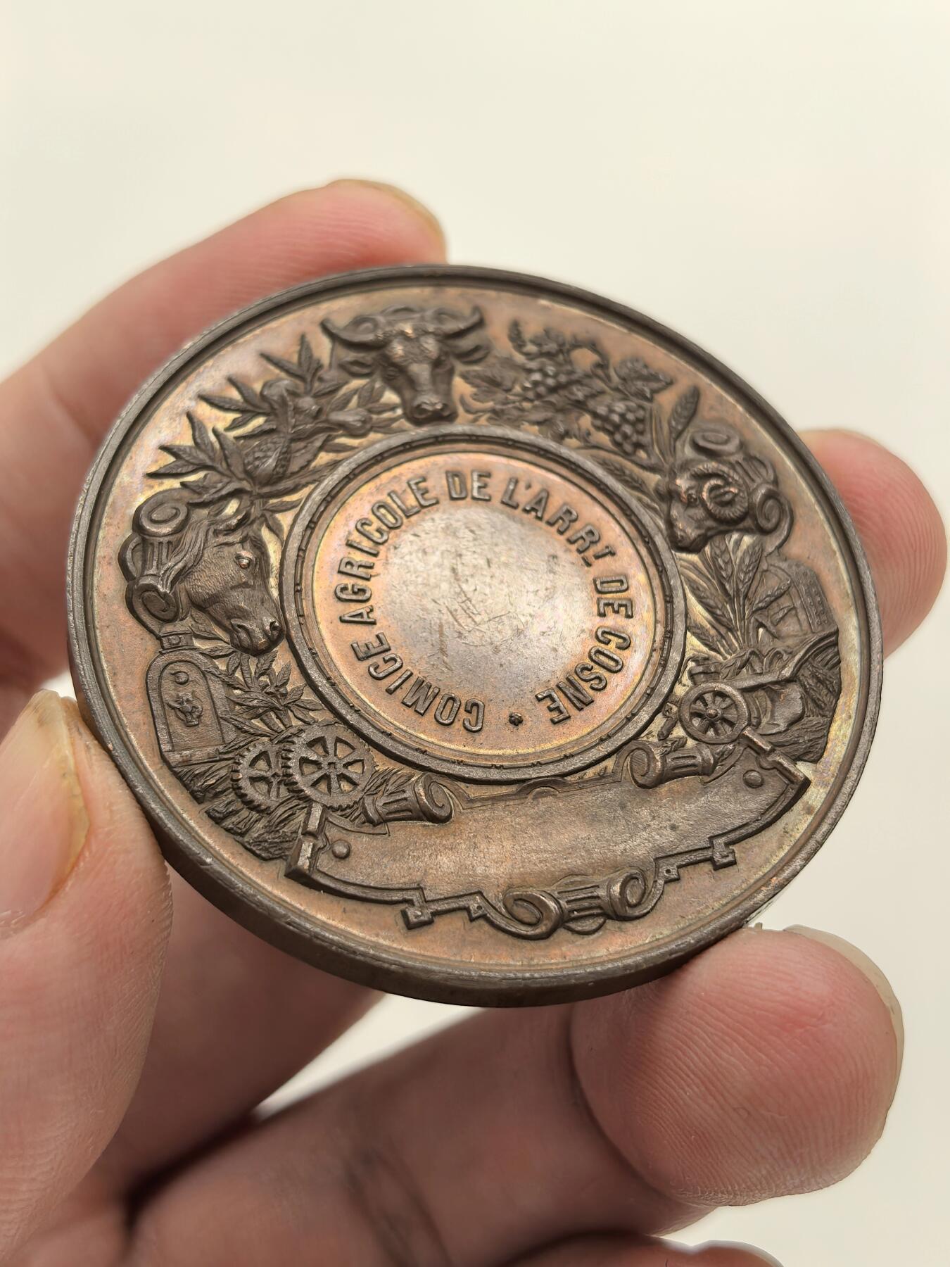 博洋堂世界钱币拍卖第146期（全场包邮） 法国1885年世博会女神头像，50mm高浮雕早期原铸款。UNC状态！送评最低63分！